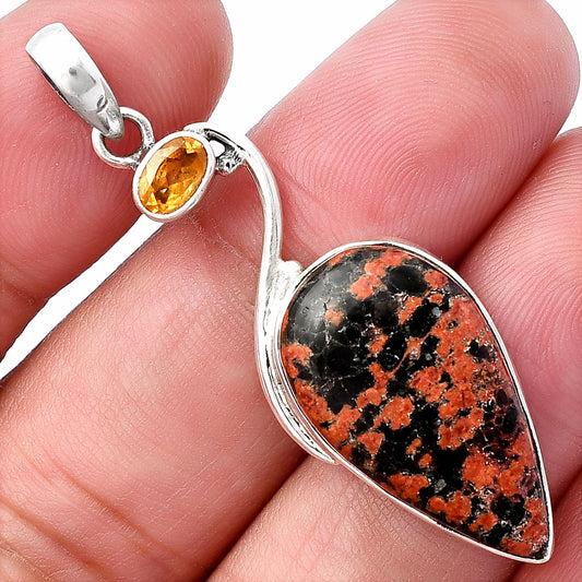 Natural Fireworks Obsidian & Citrine Pendant P-1026 SDP142012