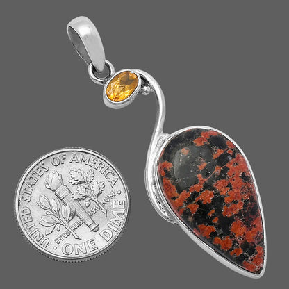 Natural Fireworks Obsidian & Citrine Pendant P-1026 SDP142012