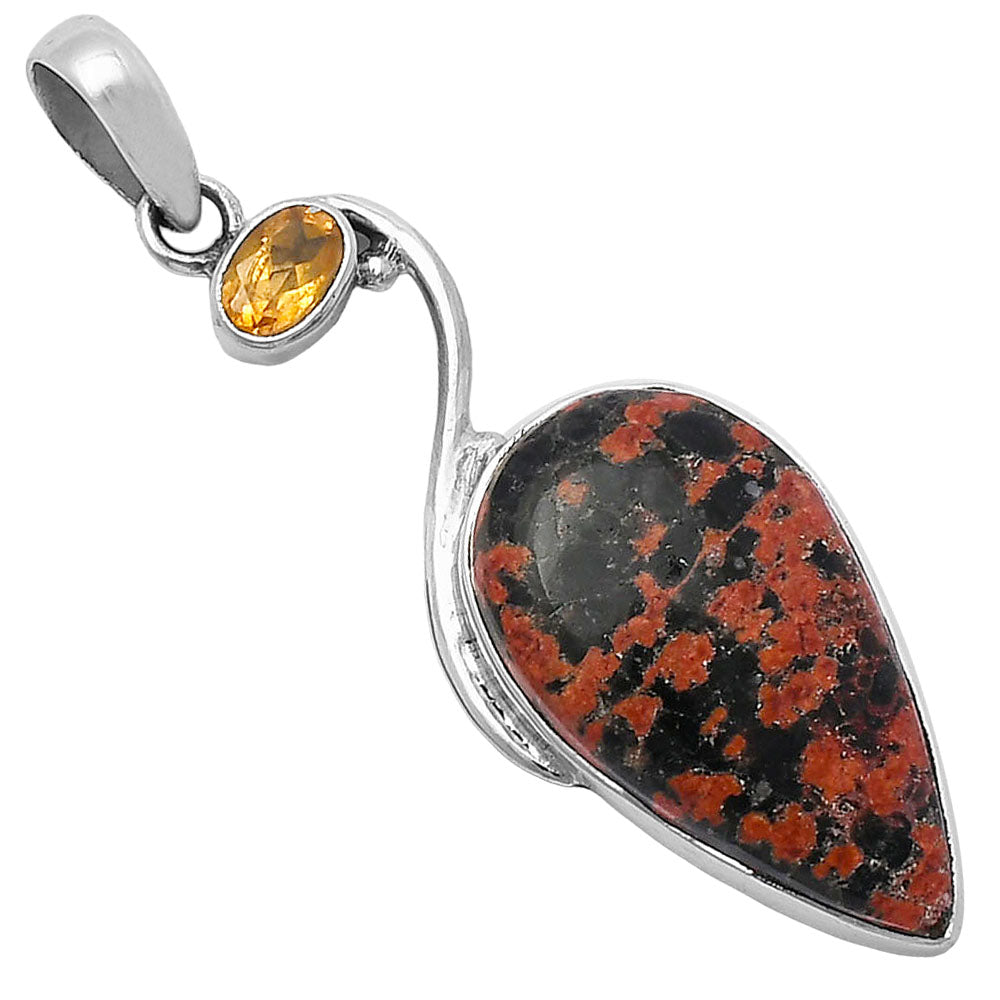 Natural Fireworks Obsidian & Citrine Pendant P-1026 SDP142012