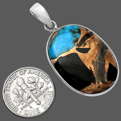 Natural Shell In Black Blue Turquoise Pendant P-1001 SDP142692