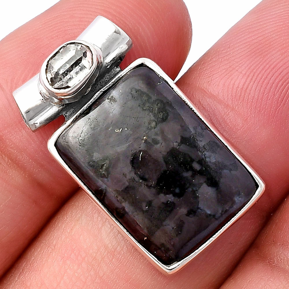 Indigo Gabbro & Herkimer Diamond Pendant P-1300 SDP142760
