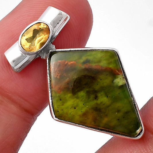 Natural Chrome Chalcedony & Citrine Pendant P-1300 SDP142762