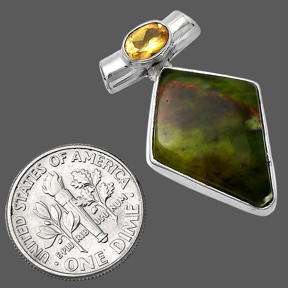 Natural Chrome Chalcedony & Citrine Pendant P-1300 SDP142762