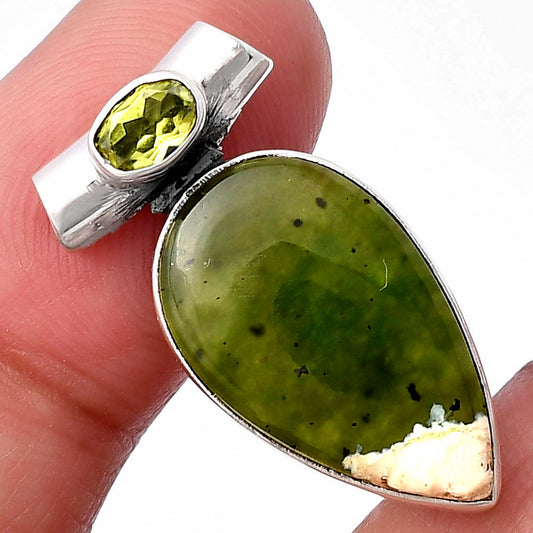 Natural Chrome Chalcedony & Peridot Pendant P-1300 SDP142772