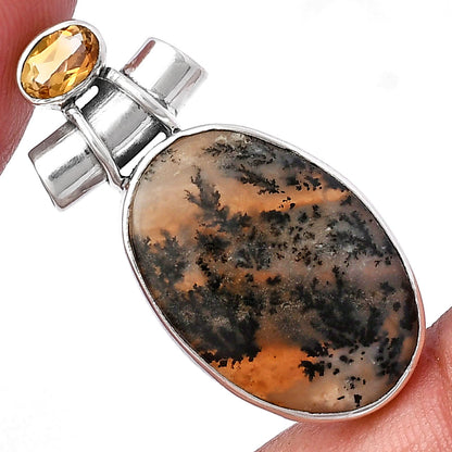 Russian Honey Dendrite Opal & Citrine Pendant P-1159 SDP142808