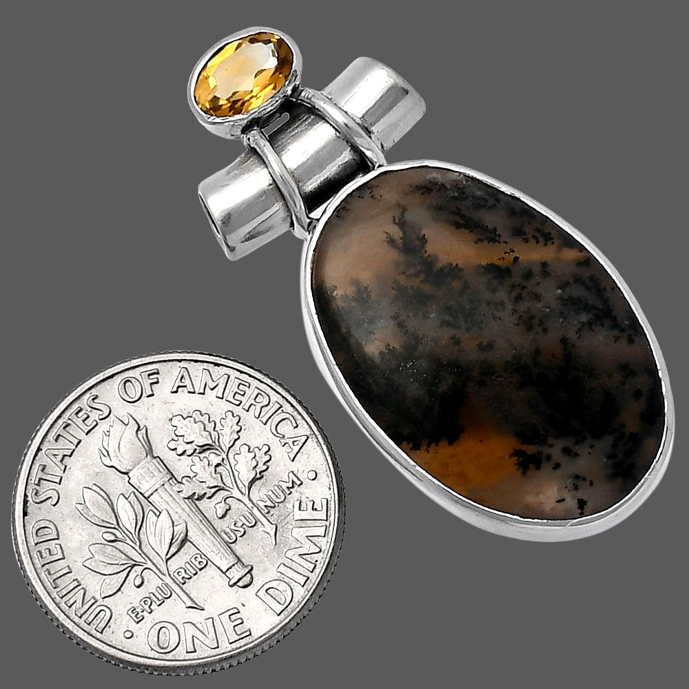 Russian Honey Dendrite Opal & Citrine Pendant P-1159 SDP142808