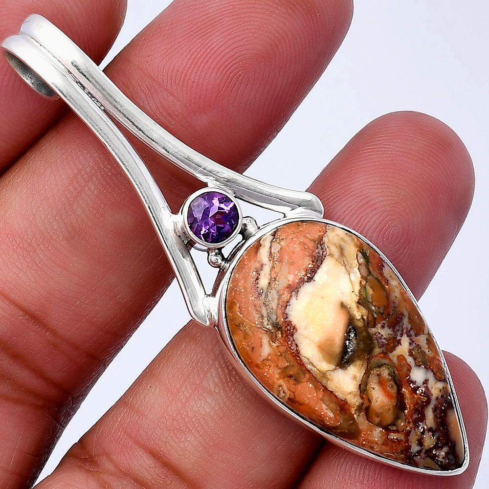 Rosetta Picture Jasper & Amethyst Pendant P-1006 SDP142948