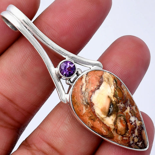 Rosetta Picture Jasper & Amethyst Pendant P-1006 SDP142948
