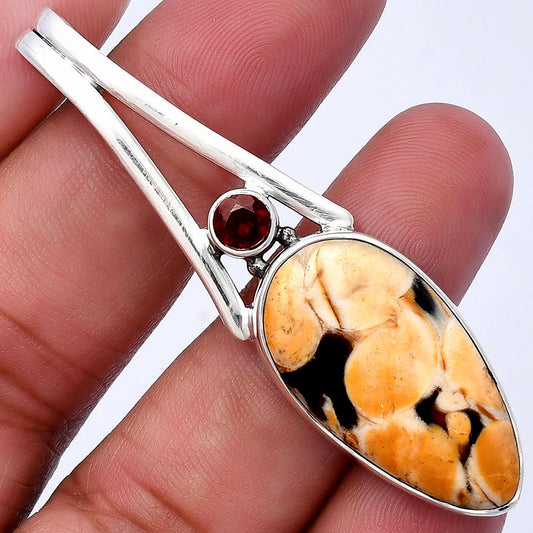 Natural Peanut Wood & Garnet Pendant P-1006 SDP142950