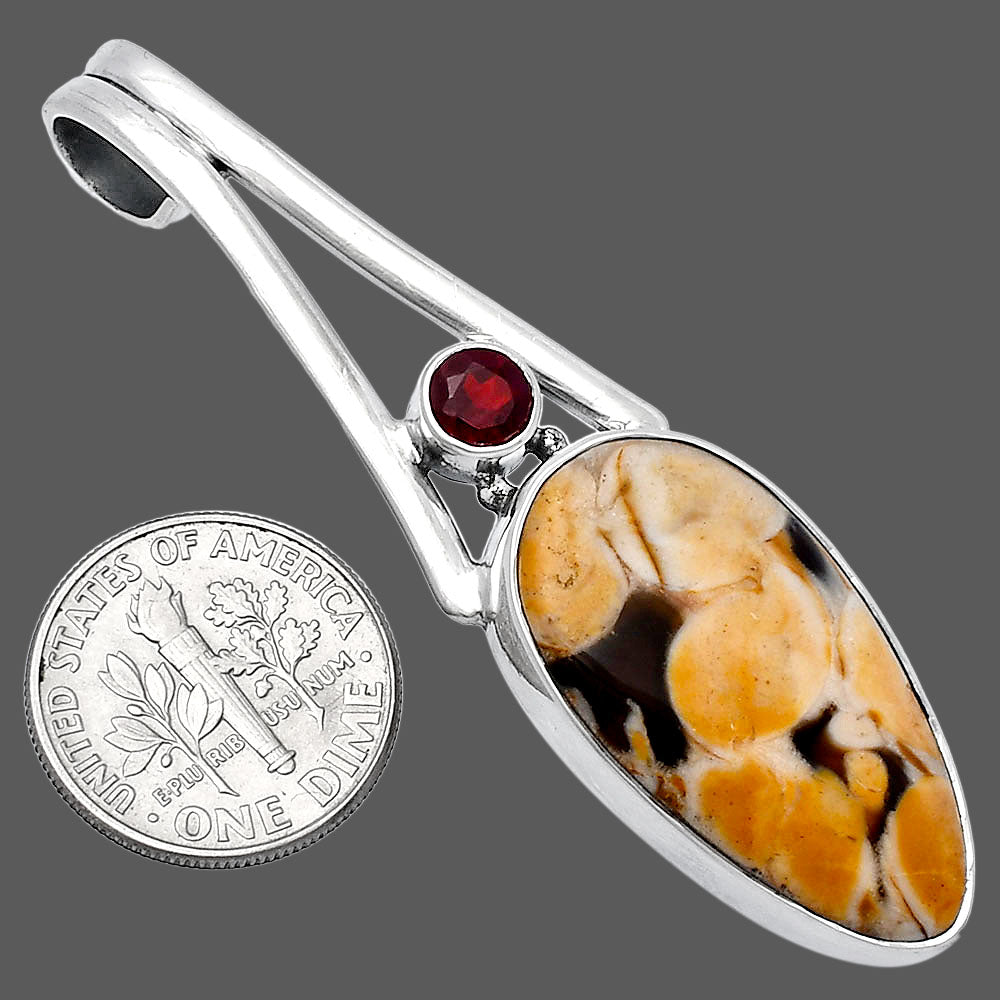 Natural Peanut Wood & Garnet Pendant P-1006 SDP142950