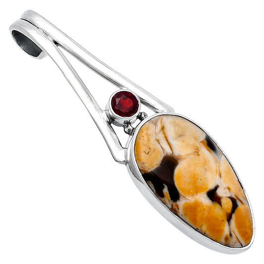 Natural Peanut Wood & Garnet Pendant P-1006 SDP142950