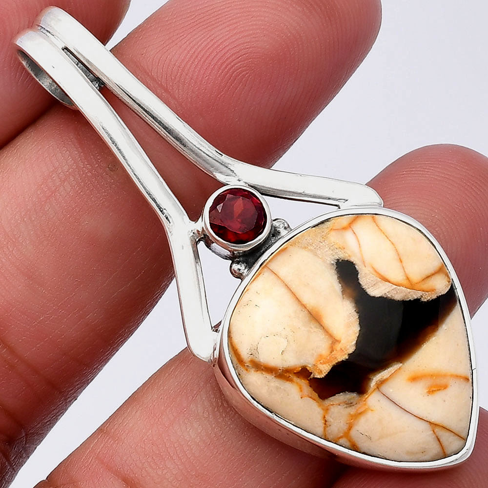 Natural Peanut Wood & Garnet Pendant P-1006 SDP142962