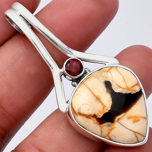 Natural Peanut Wood & Garnet Pendant P-1006 SDP142962
