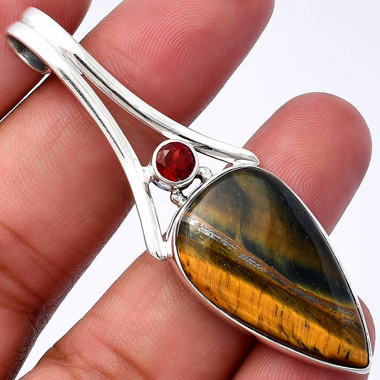 Natural Tiger Eye - Africa & Garnet Pendant P-1006 SDP142965
