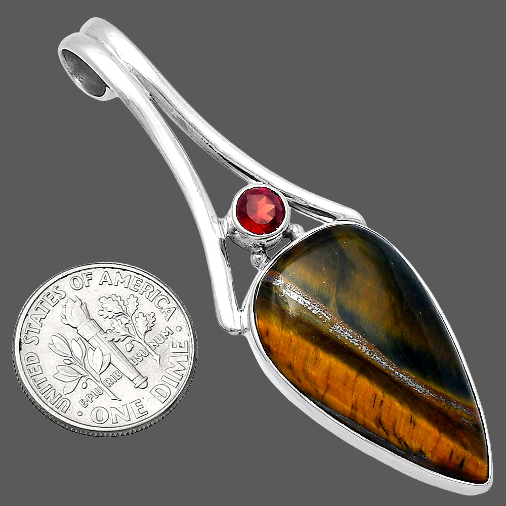 Natural Tiger Eye - Africa & Garnet Pendant P-1006 SDP142965
