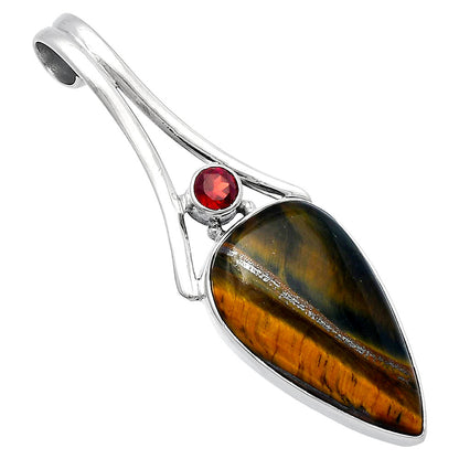 Natural Tiger Eye - Africa & Garnet Pendant P-1006 SDP142965