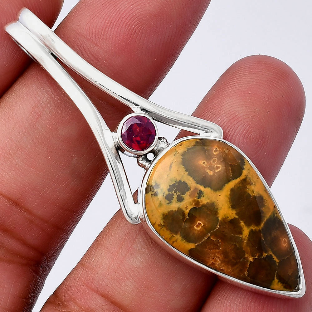 Ocean Jasper - Madagascar & Garnet Pendant P-1006 SDP142969