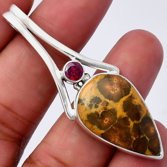 Ocean Jasper - Madagascar & Garnet Pendant P-1006 SDP142969