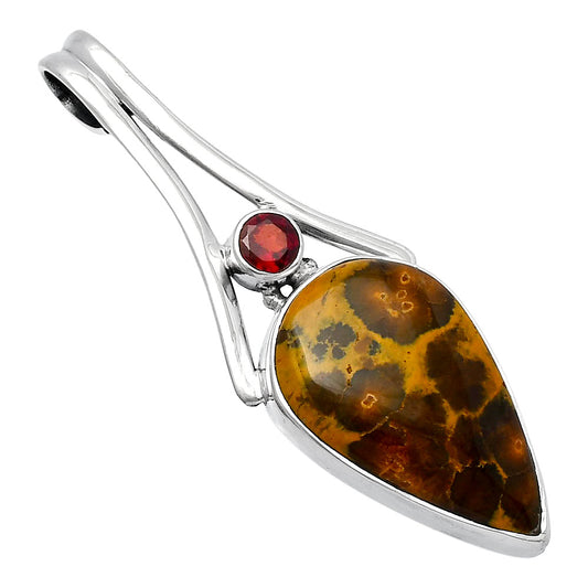 Ocean Jasper - Madagascar & Garnet Pendant P-1006 SDP142969