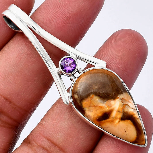 Natural Peanut Wood & Amethyst Pendant P-1006 SDP142970