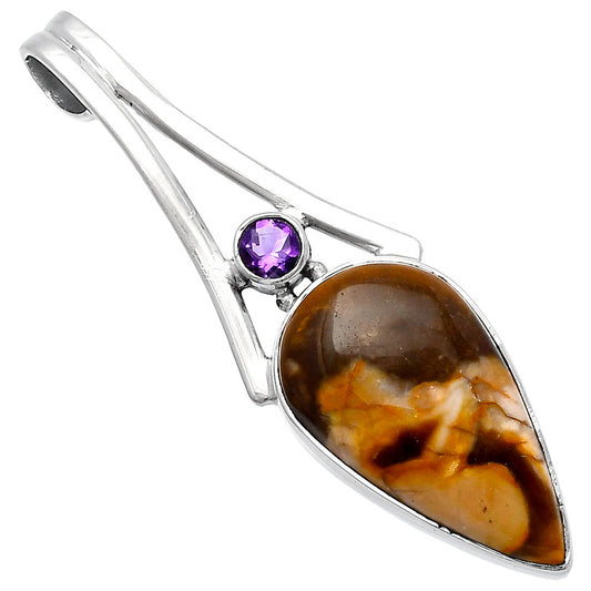 Natural Peanut Wood & Amethyst Pendant P-1006 SDP142970