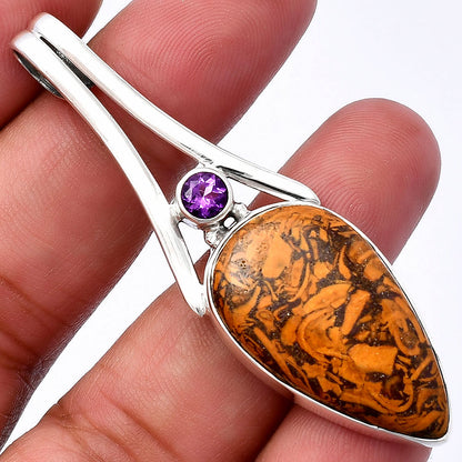 Coquina Fossil Jasper & Amethyst Pendant P-1006 SDP142971