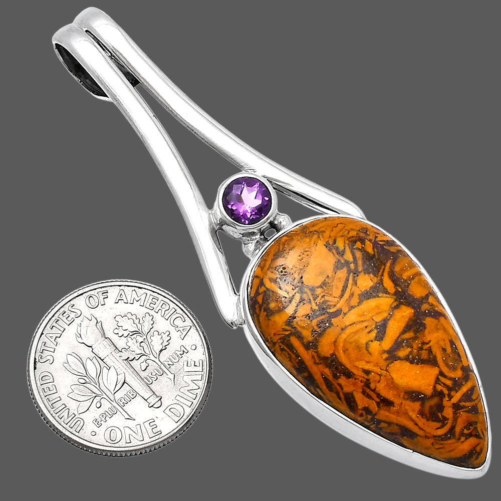 Coquina Fossil Jasper & Amethyst Pendant P-1006 SDP142971