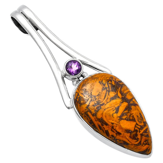 Coquina Fossil Jasper & Amethyst Pendant P-1006 SDP142971