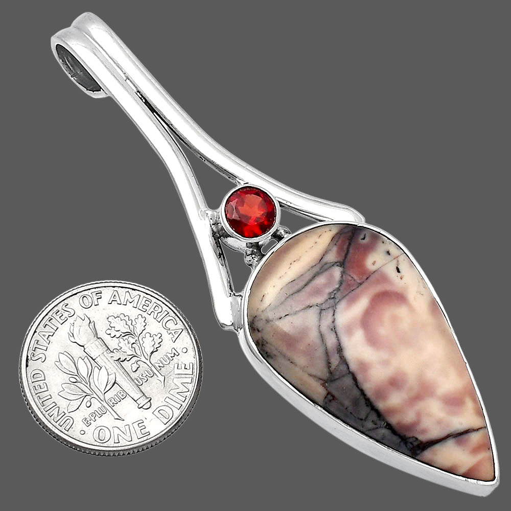 Natural Porcelain Jasper & Garnet Pendant P-1006 SDP142972