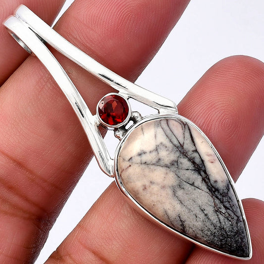 Natural Porcelain Jasper & Garnet Pendant P-1006 SDP142981
