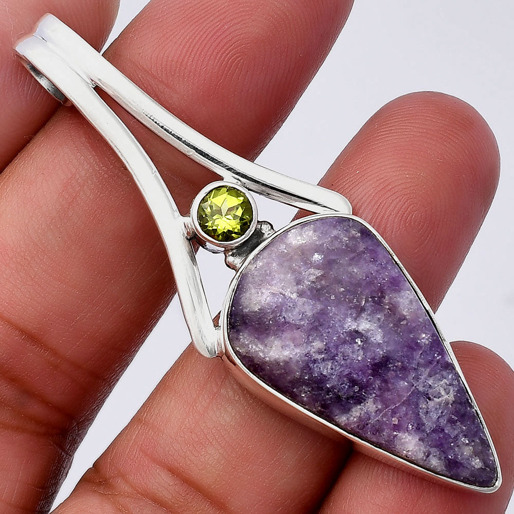 Natural Purple Lepidolite & Peridot Pendant P-1006 SDP142990