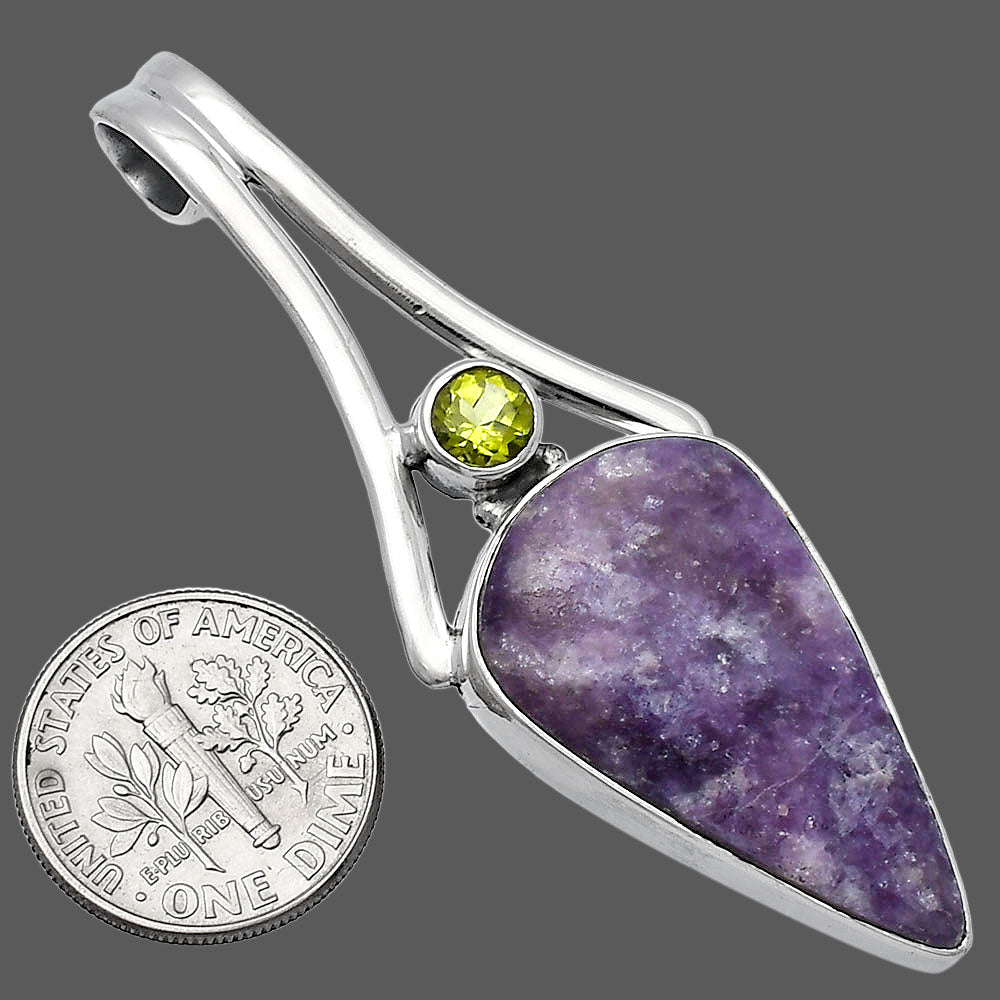 Natural Purple Lepidolite & Peridot Pendant P-1006 SDP142990
