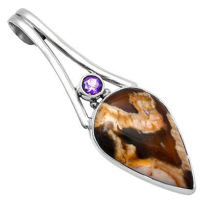 Natural Peanut Wood & Amethyst Pendant P-1006 SDP142994