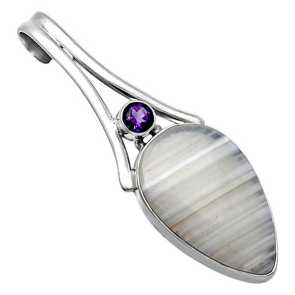 Natural Banded Onyx & Amethyst Pendant P-1006 SDP142996