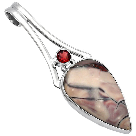 Natural Porcelain Jasper & Garnet Pendant P-1006 SDP142997