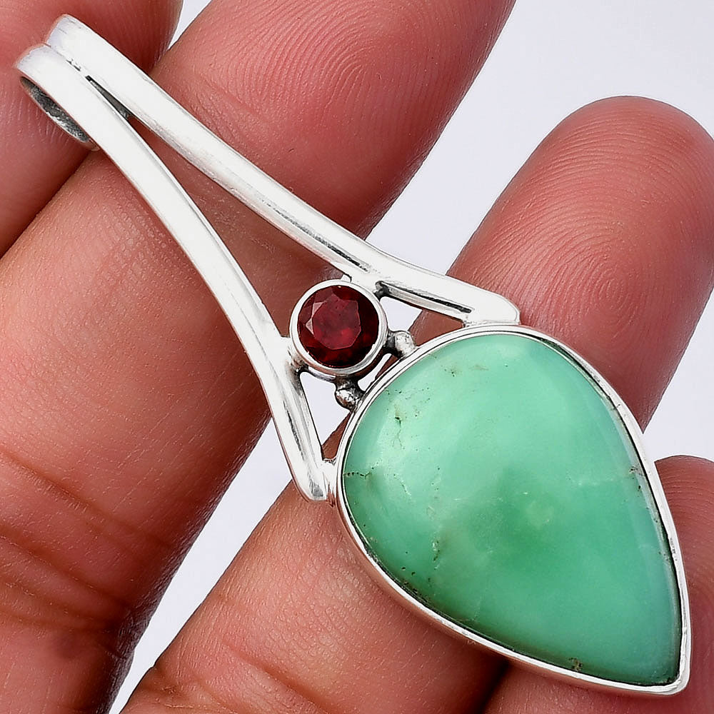 Chrysoprase - Australia & Garnet Pendant P-1006 SDP142998
