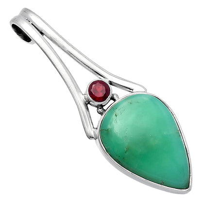 Chrysoprase - Australia & Garnet Pendant P-1006 SDP142998