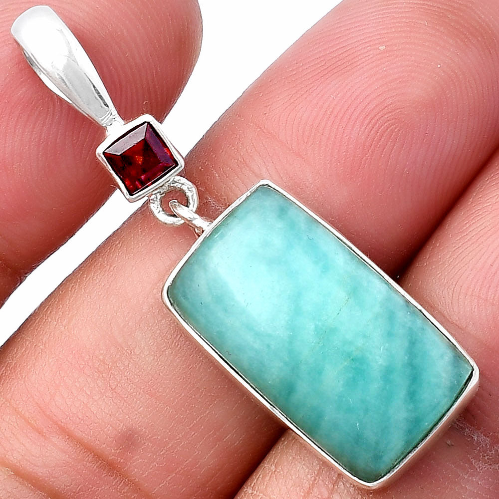 Natural Paraiba Amazonite & Garnet Pendant P-1078 SDP143013