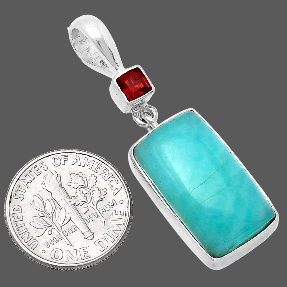 Natural Paraiba Amazonite & Garnet Pendant P-1078 SDP143013