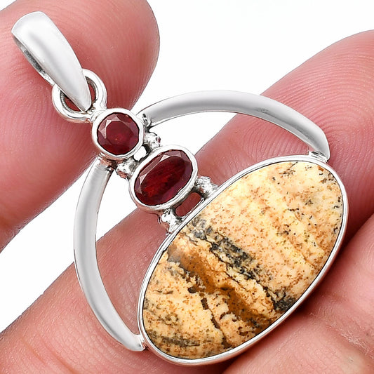 Natural Picture Jasper & Garnet Pendant P-1129 SDP143052