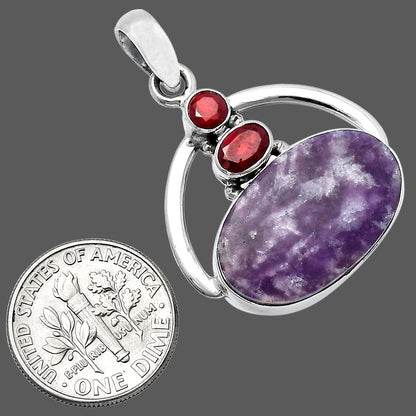 Natural Purple Lepidolite & Garnet Pendant P-1129 SDP143053