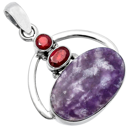 Natural Purple Lepidolite & Garnet Pendant P-1129 SDP143053