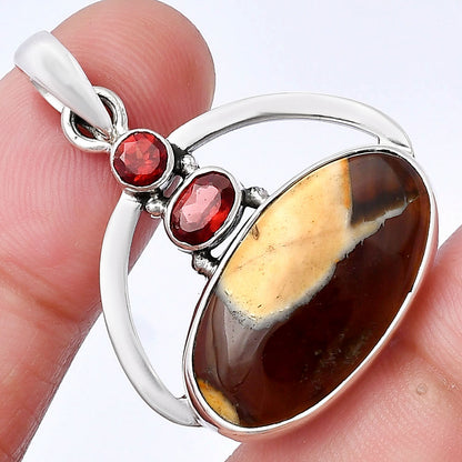 Natural Peanut Wood & Garnet Pendant P-1129 SDP143057