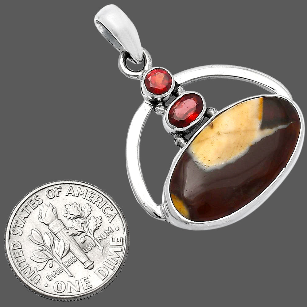 Natural Peanut Wood & Garnet Pendant P-1129 SDP143057