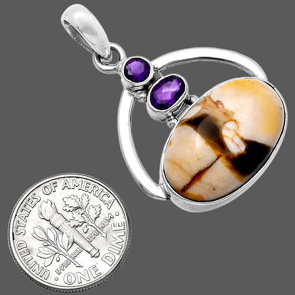 Natural Peanut Wood & Amethyst Pendant P-1129 SDP143061