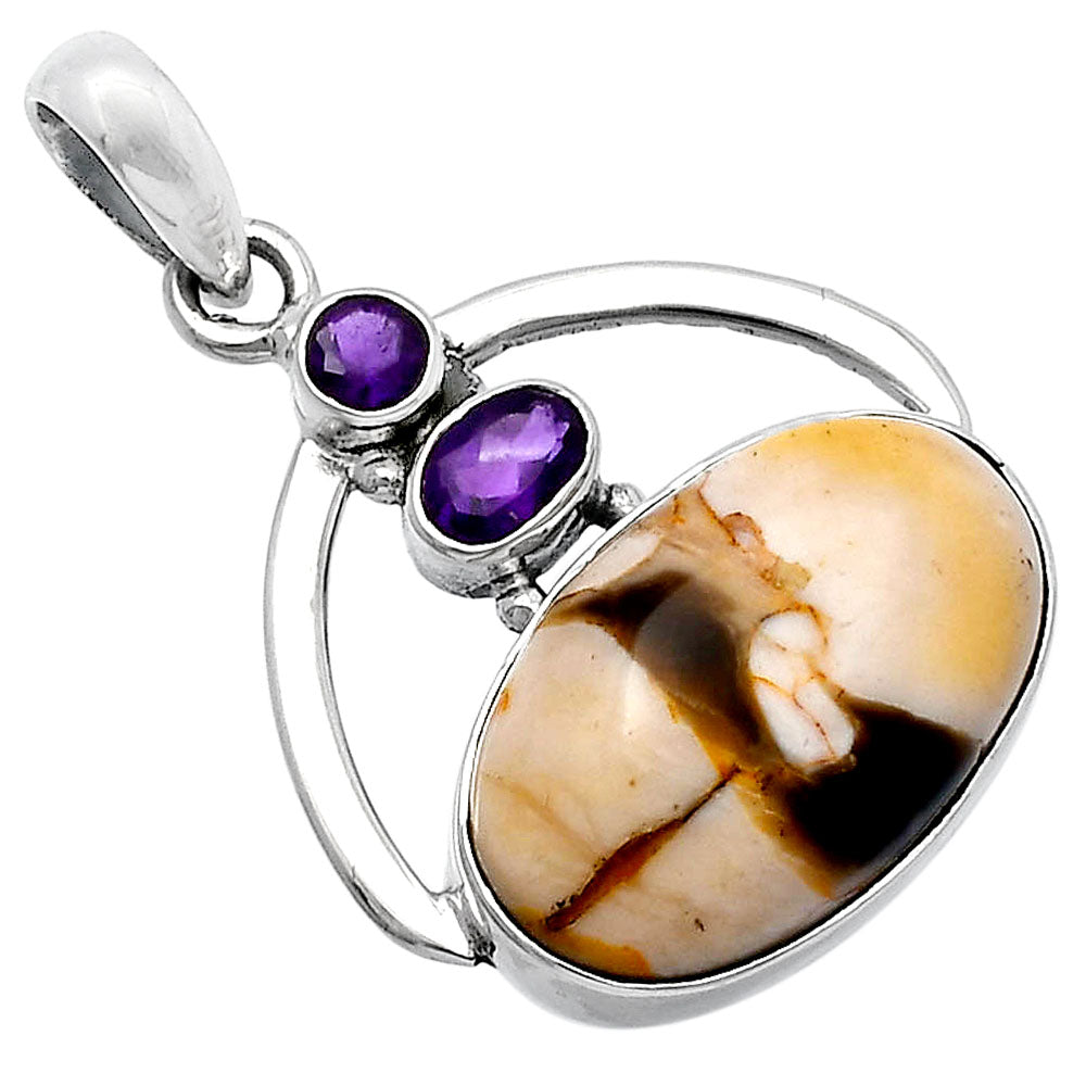 Natural Peanut Wood & Amethyst Pendant P-1129 SDP143061
