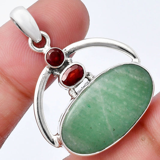 Natural Green Aventurine & Garnet Pendant P-1129 SDP143062