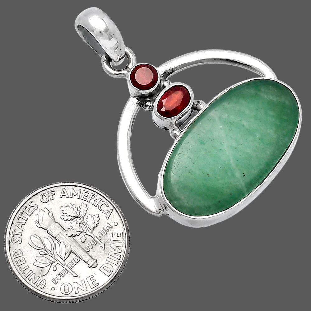 Natural Green Aventurine & Garnet Pendant P-1129 SDP143062