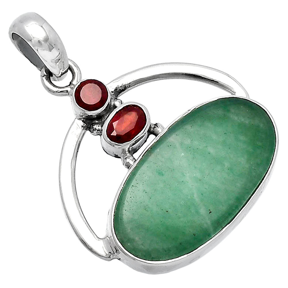 Natural Green Aventurine & Garnet Pendant P-1129 SDP143062
