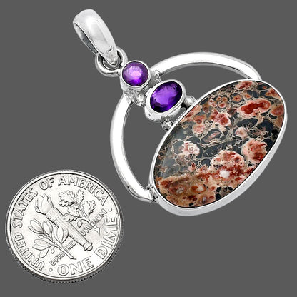 Leopard Skin Jasper & Amethyst Pendant P-1129 SDP143063